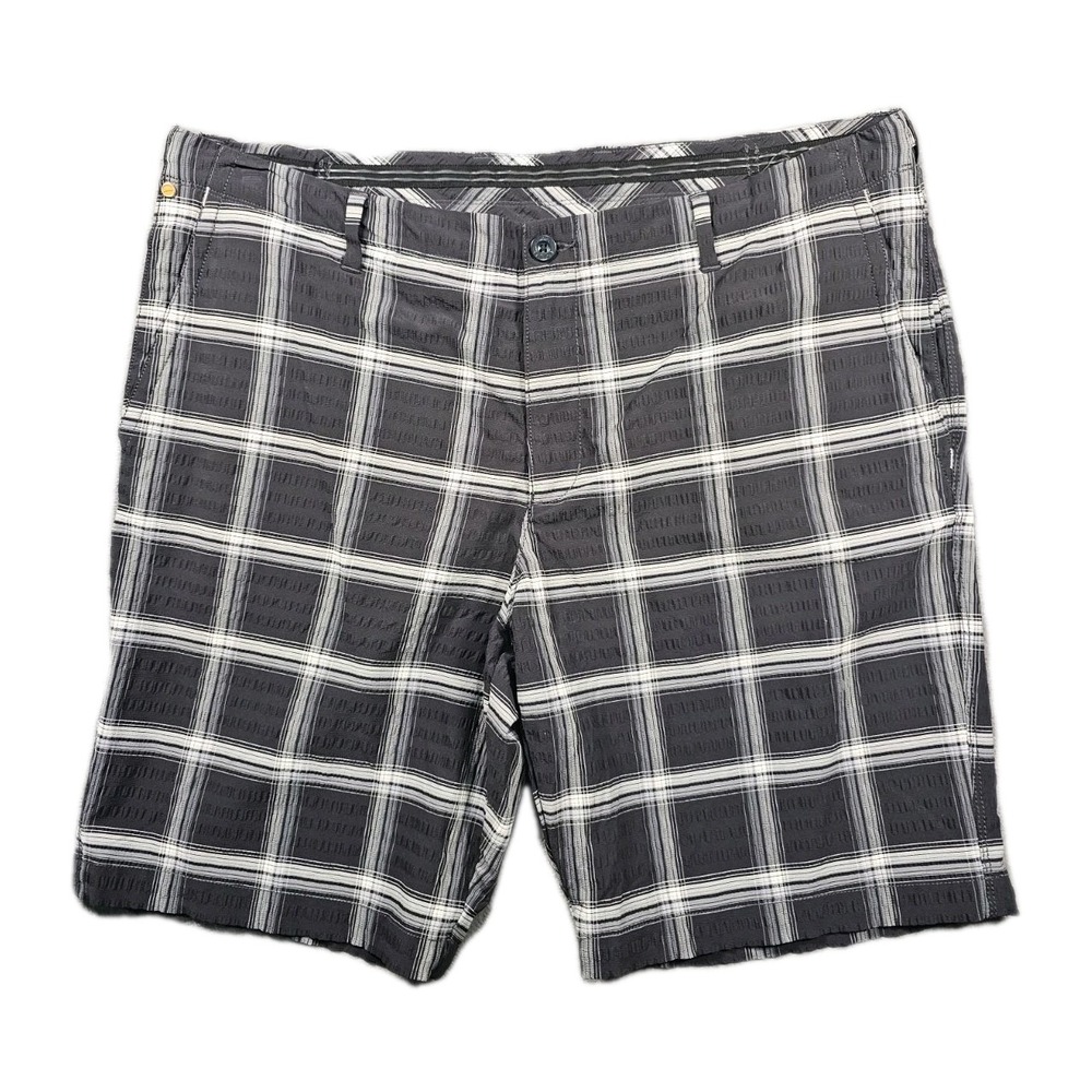 Tommy Bahama Mens 40 Stretch IslandZone Chip Shot Shorts Black Windowpane 10"